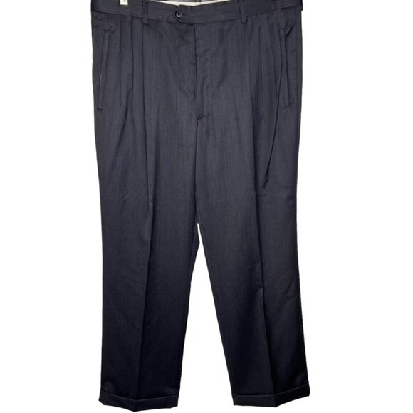 The Rodin Collection Mens Dark Gray Dress Slacks Wool Pleated Front Size 36 x 30 - Picture 1 of 16